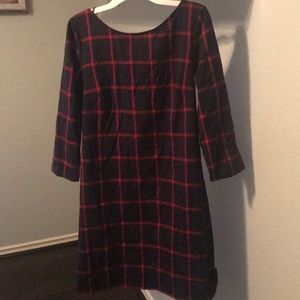MNG plaid scoop back dress